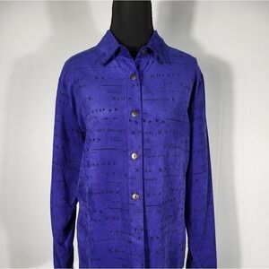Dressbarn Purple Blouse Long Sleeves Button Down Elegant‎ Top
